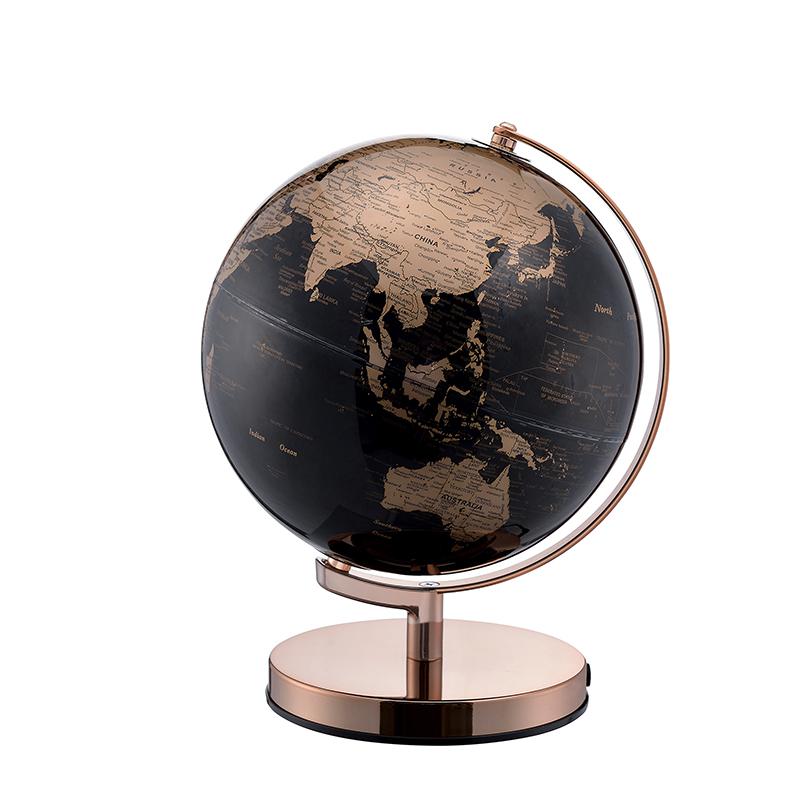 12.5 In Black/Gold Globe On Rose Gold Metal Frame. Picture 1