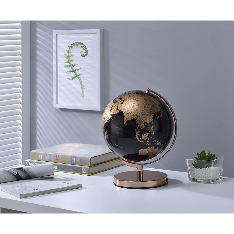 12.5 In Black/Gold Globe On Rose Gold Metal Frame. Picture 3