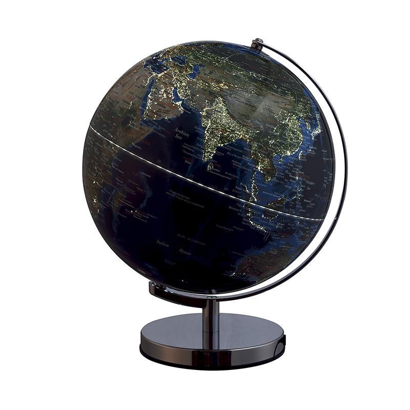 15 In True Outward Blue Globe W/ City Lights On Chrome Frame. Picture 2