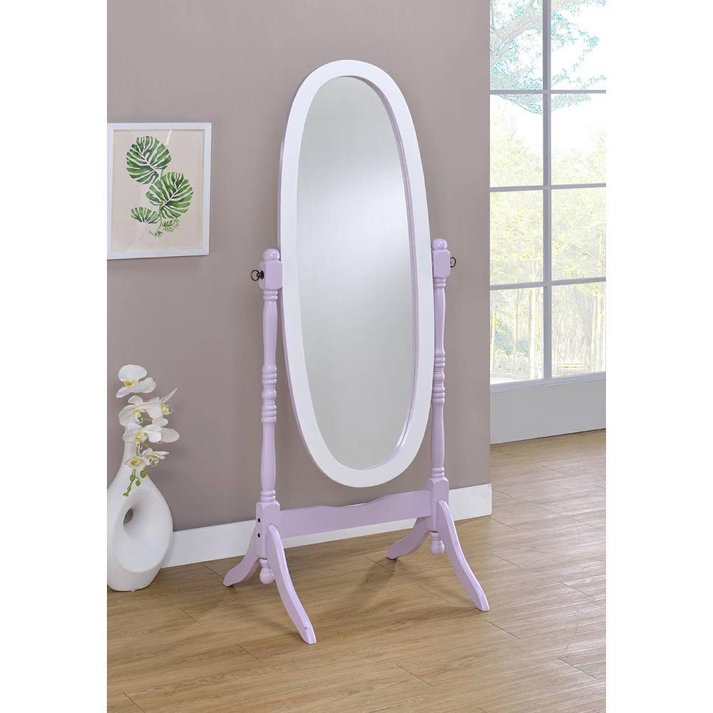 59.25" Purple/White Finish Oval Wooden Cheval Standing Nirror. Picture 2