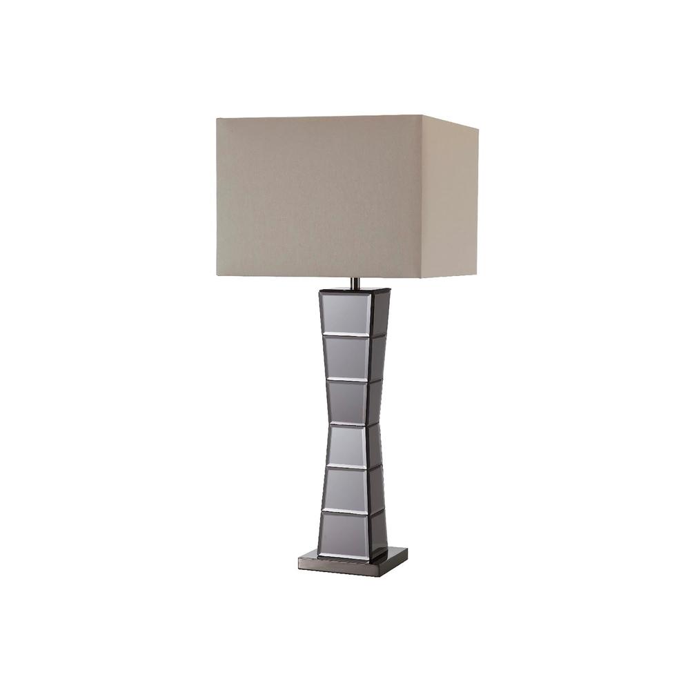 29.5 In Alistair Crystal Black Mirror Square Tower Table Lamp. Picture 1