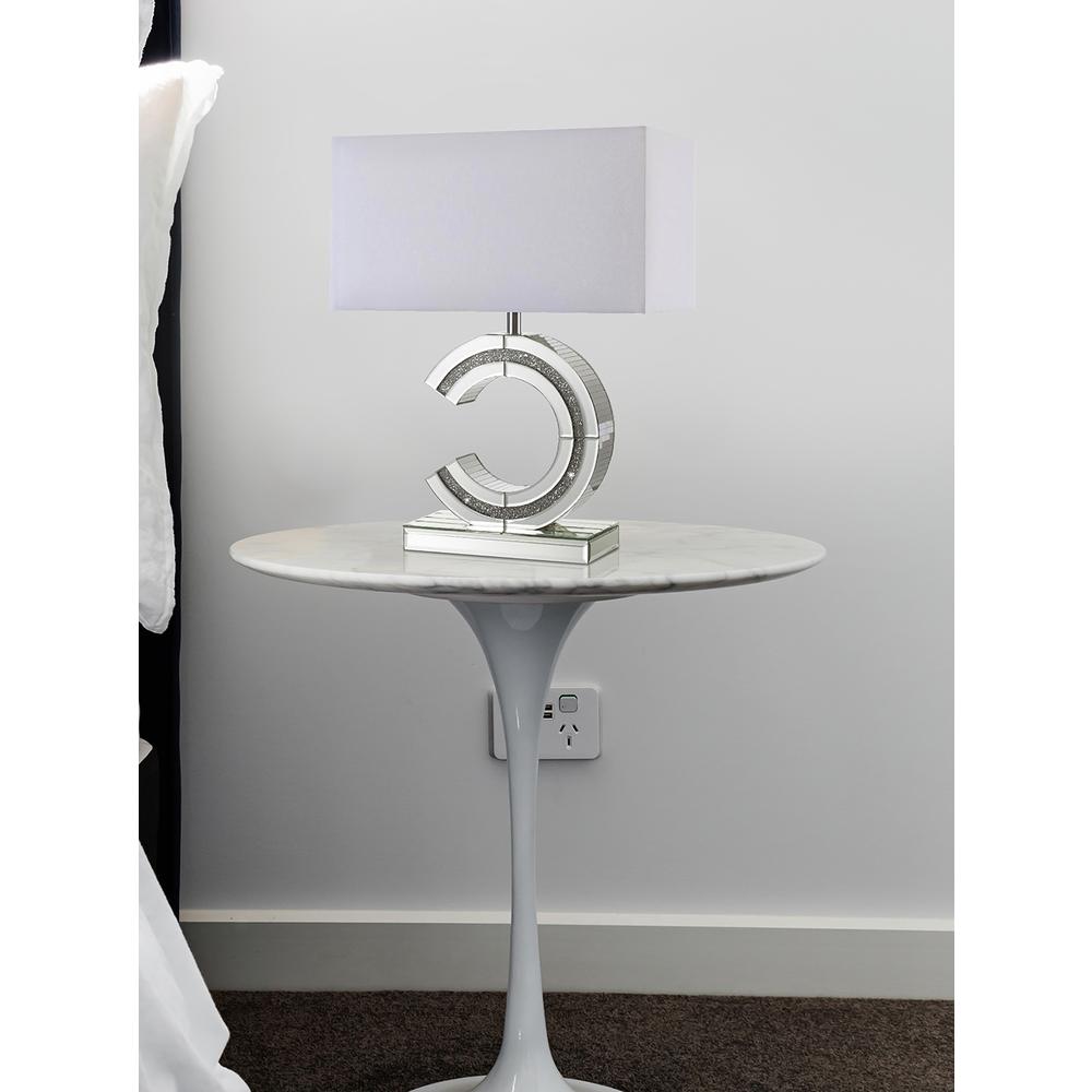 20 In Aegean Crystal Ice Mirror Arc Of Circle Bedside Table Lamp. Picture 2