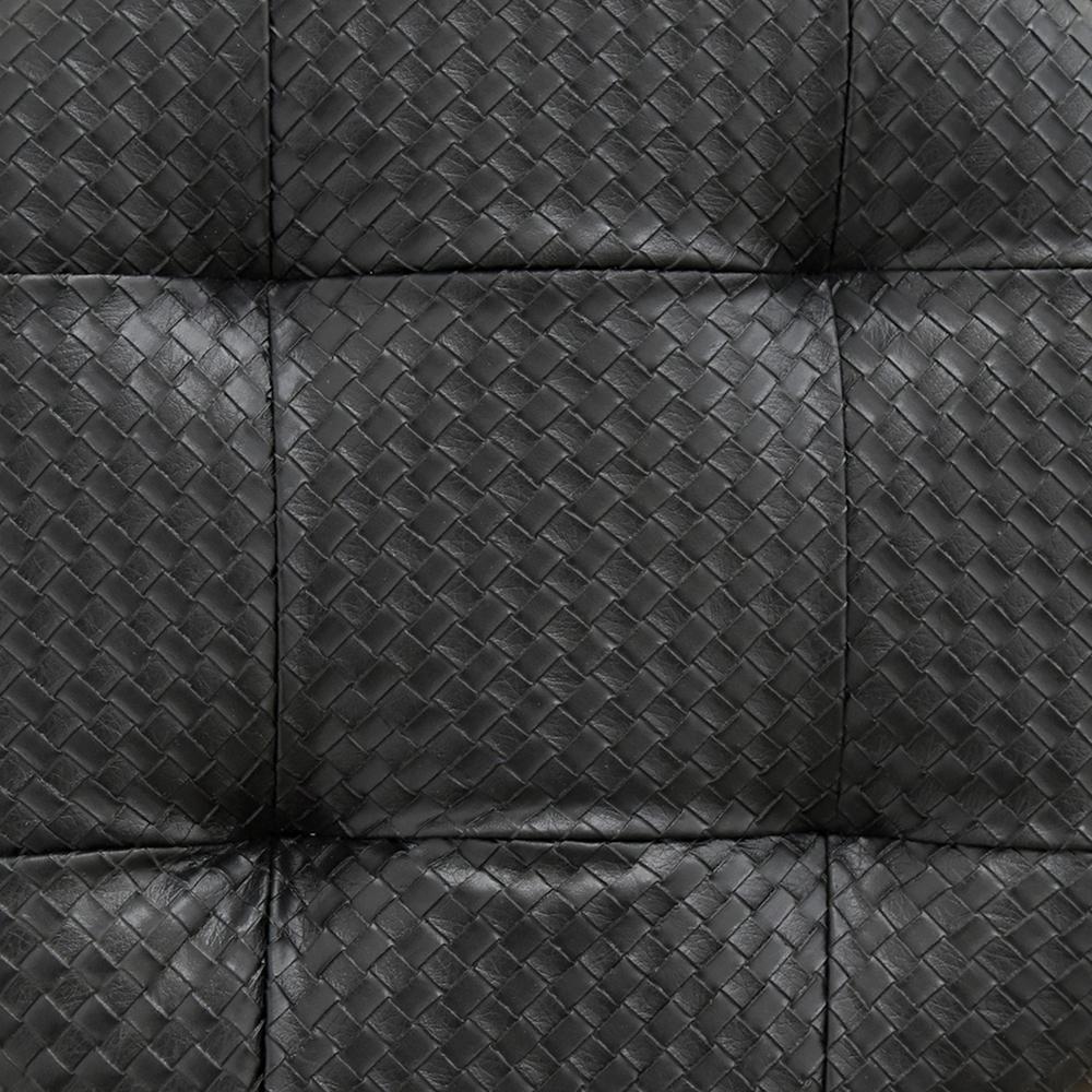 17" In Black Faux Leather Tufted Mid Century Accent Chair. Picture 3