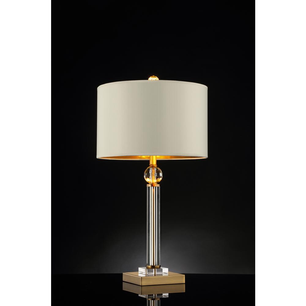 29.5" In Perspicio Solid Crystal Gold Column Table Lamp. Picture 2
