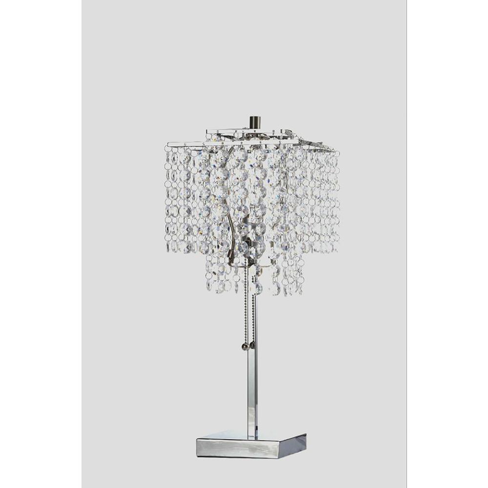 20.5 In Glam Deco Silver 2 Tier Square Table Lamp. Picture 1