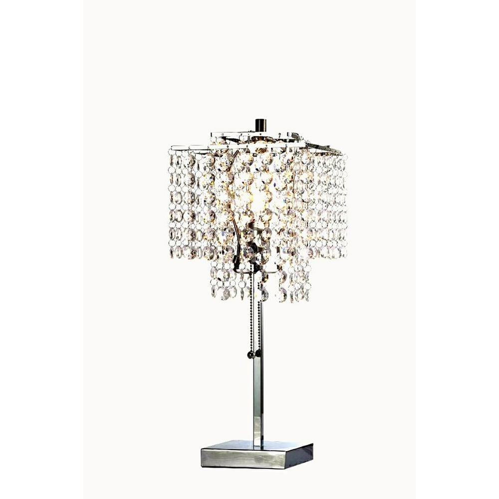 20.5 In Glam Deco Silver 2 Tier Square Table Lamp. Picture 2