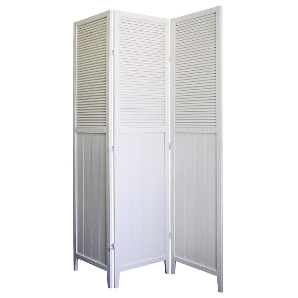 Shutter Door 3-Panel Room Divider - White. Picture 3