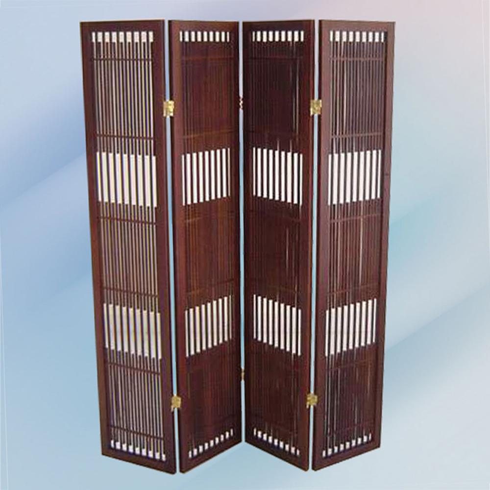 4-Panel Wooden Room Divider - Walnut. Picture 2