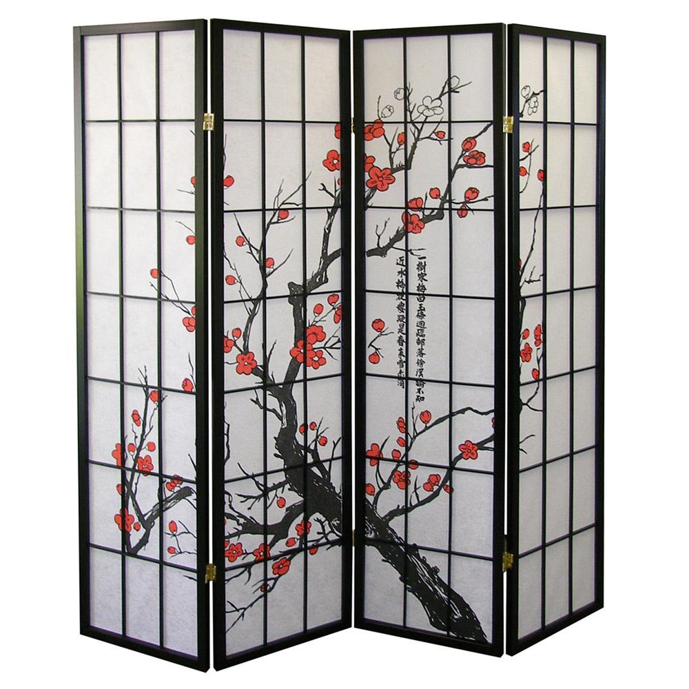 4-Panel Room Divider - Plum Blossom. Picture 4