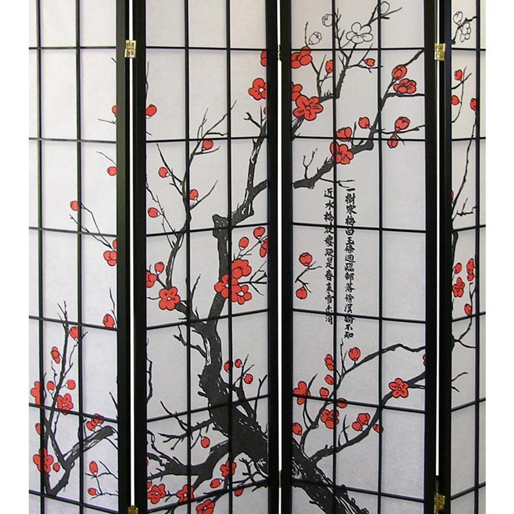 4-Panel Room Divider - Plum Blossom. Picture 2