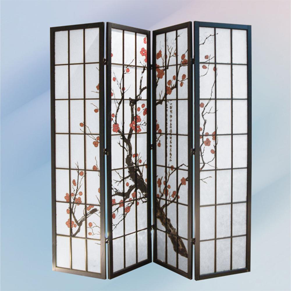 4-Panel Room Divider - Plum Blossom. Picture 3