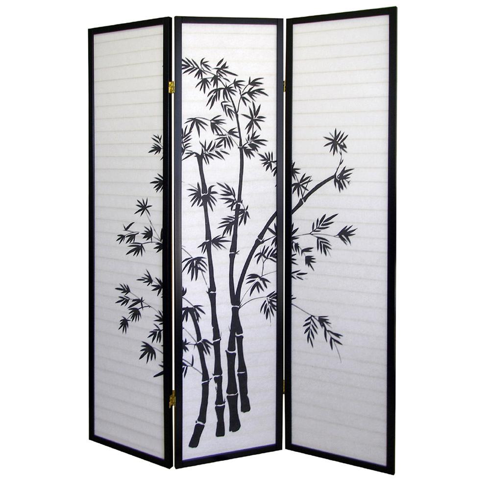 3-Panel Room Divider - Bamboo. Picture 1
