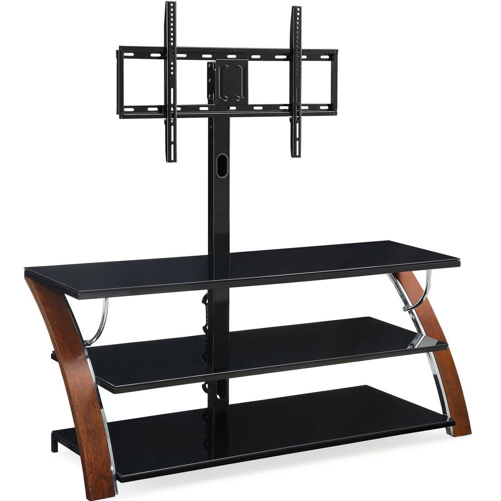 56.62" In Elie Modern Concept Flat Panel Bentwood/Glass Tv Stand. Picture 2