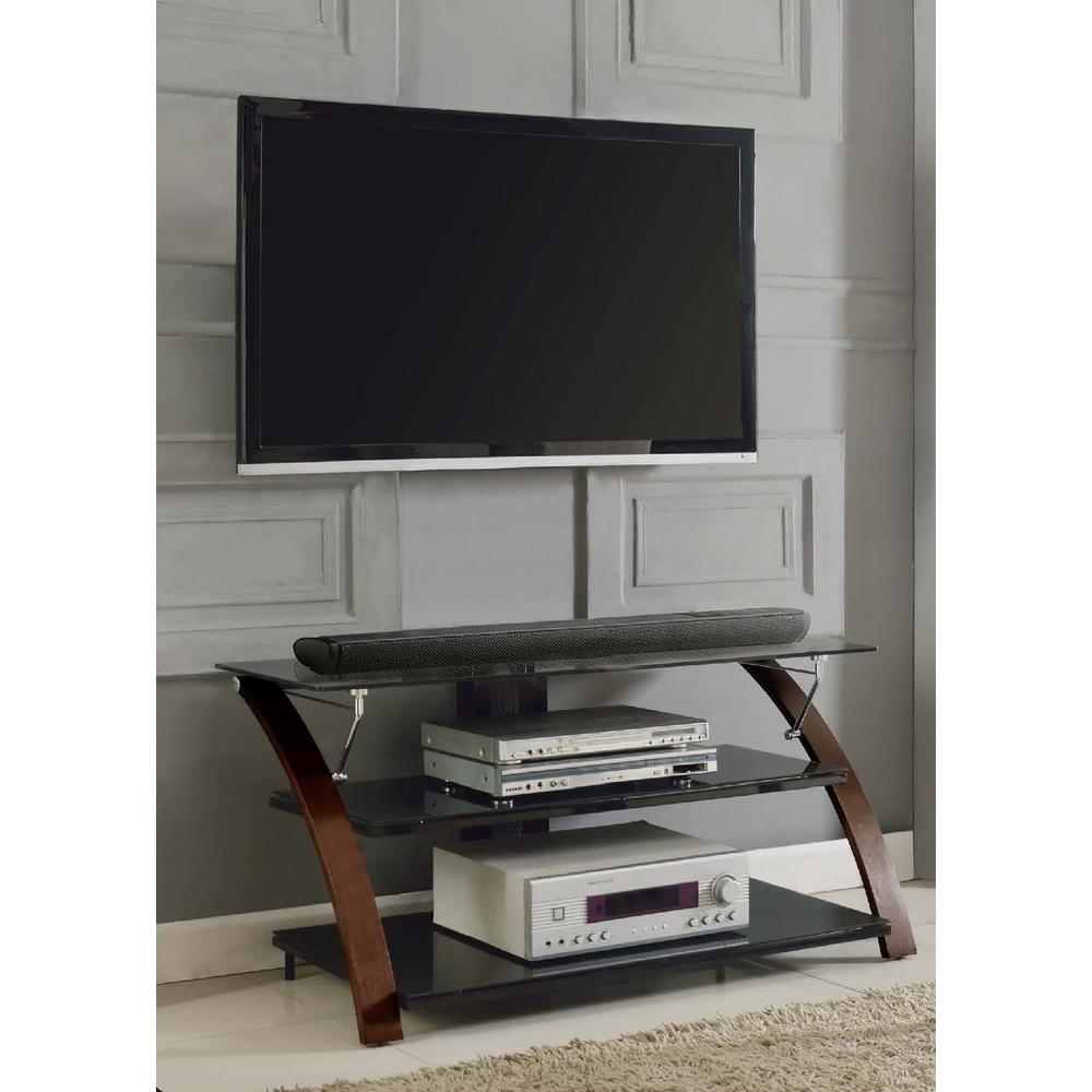 56.62" In Elie Modern Concept Flat Panel Bentwood/Glass Tv Stand. Picture 7
