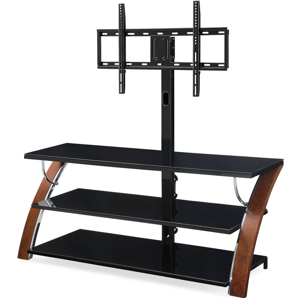 56.62" In Elie Modern Concept Flat Panel Bentwood/Glass Tv Stand. Picture 1