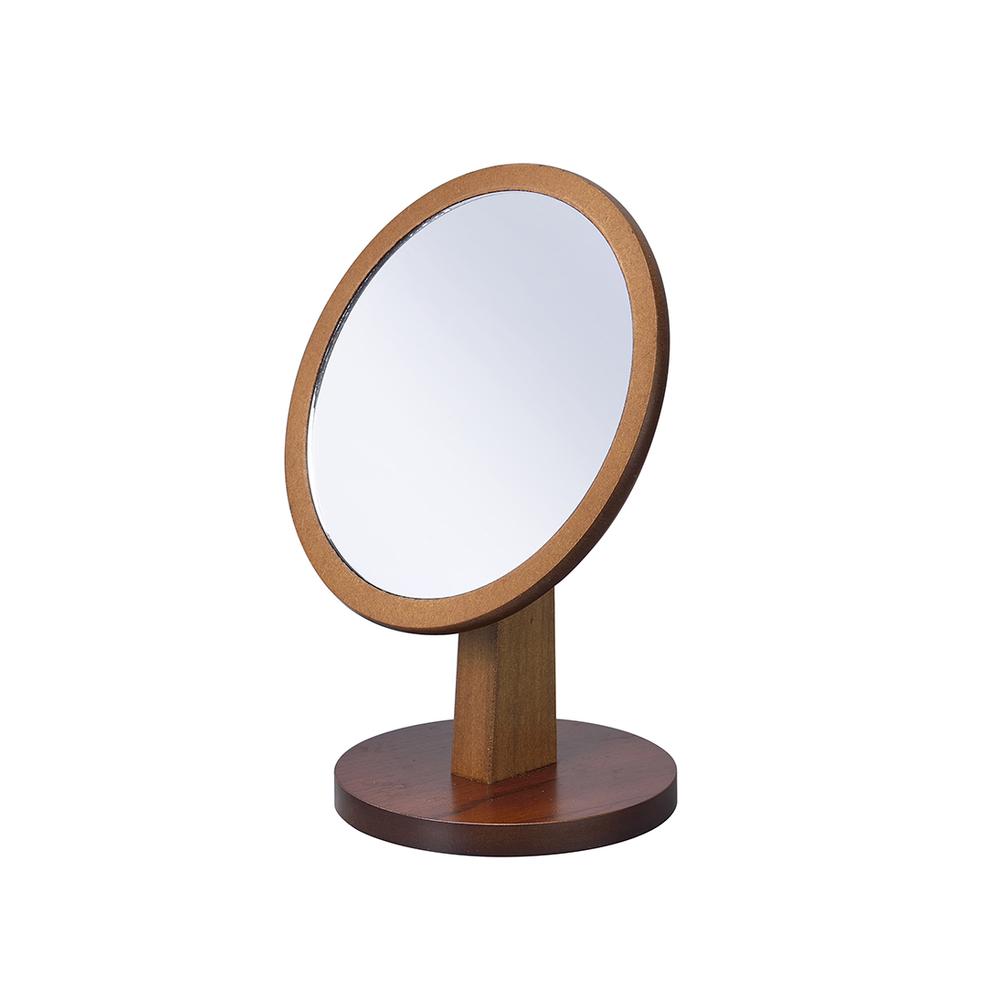 9.5 In Round Walnut Mirror On A Pedestal. Picture 1