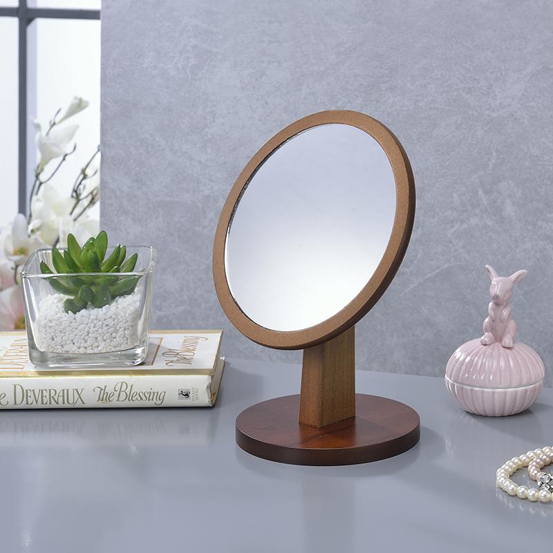 9.5 In Round Walnut Mirror On A Pedestal. Picture 2