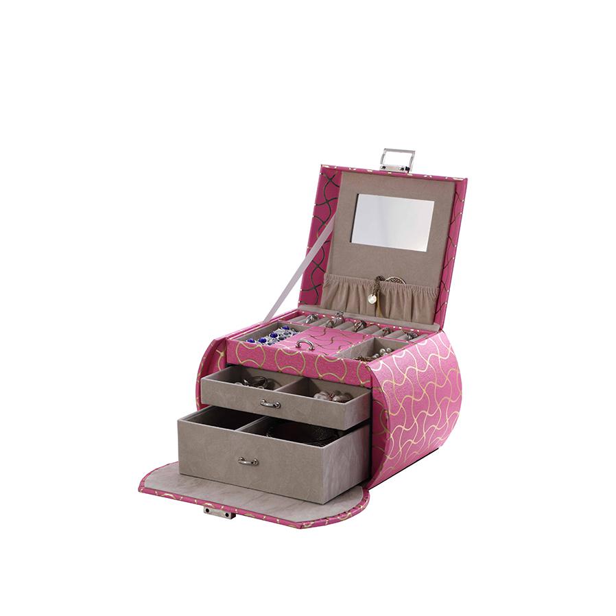 6.8" In Hot Pink Travel Jewelry Case. Picture 2