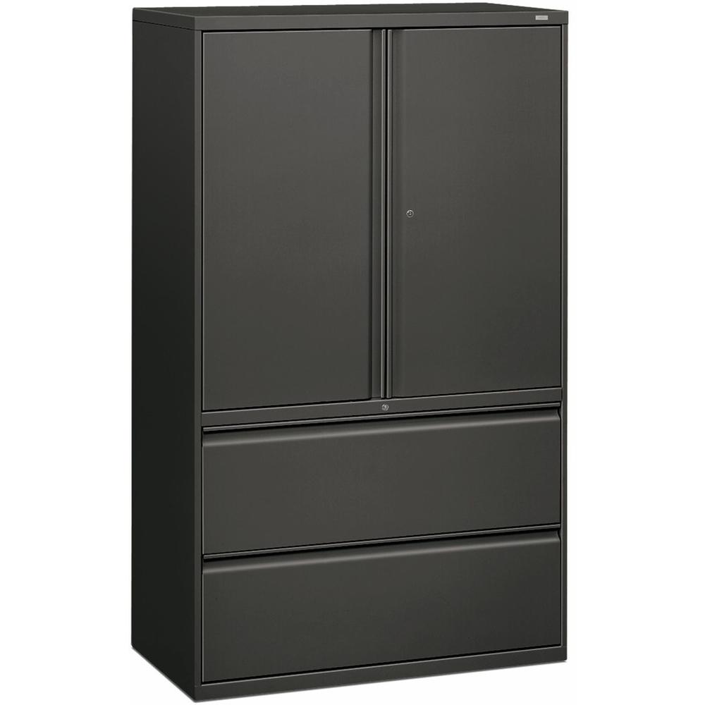 HON Brigade 800 H895LS Lateral File - 42" x 18"67" - 2 Drawer(s) - 3 Shelve(s) - Finish: Charcoal. Picture 1