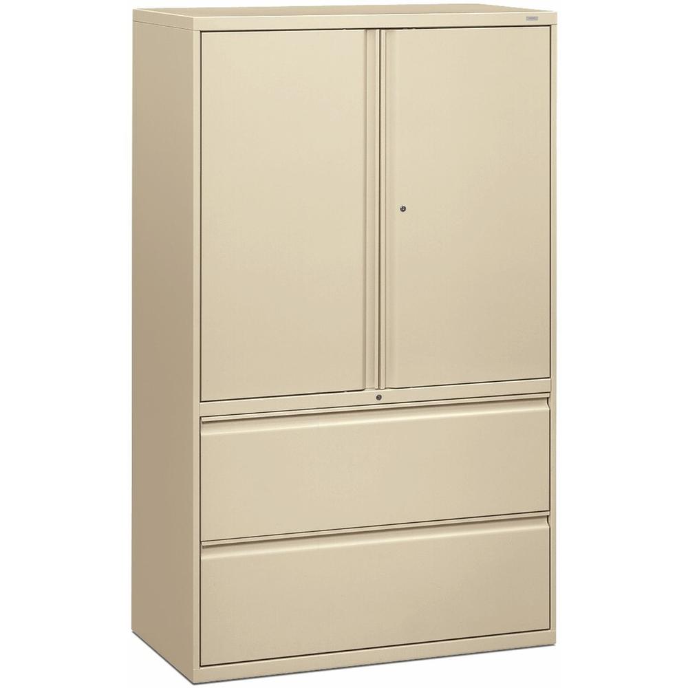 HON Brigade 800 H895LS Lateral File - 42" x 18"67" - 2 Drawer(s) - 3 Shelve(s) - Finish: Putty. Picture 1