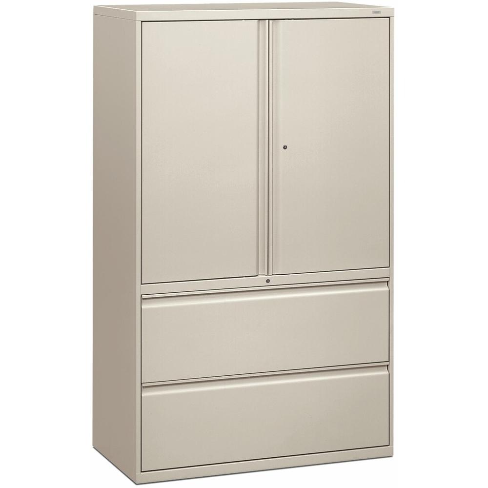 HON Brigade 800 H895LS Lateral File - 42" x 18"67" - 2 Drawer(s) - 3 Shelve(s) - Finish: Light Gray. Picture 1