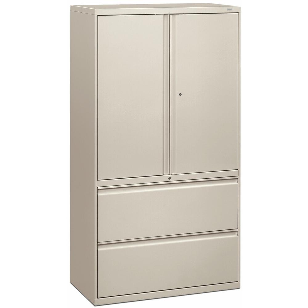 HON Brigade 800 H885LS Lateral File - 36" x 18"67" - 2 Drawer(s) - 3 Shelve(s) - Finish: Light Gray. Picture 1