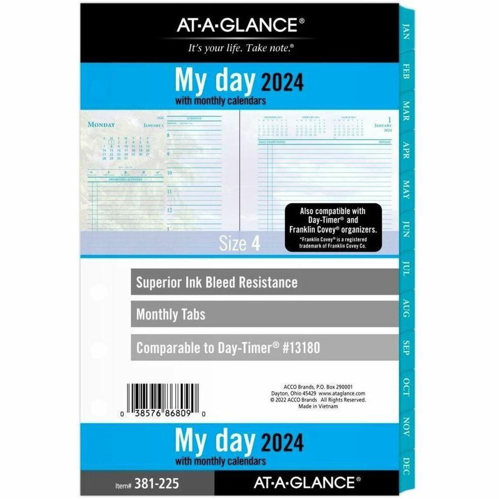 At-A-Glance 2024 Seascapes Daily Monthly Planner Two Page Per Day Refill, Loose-Leaf - Daily, Monthly - 12 Month - January 2024 - December 2024 - 8:00 AM to 7:00 PM, Hourly - 1 Day, 1 Month Double Pag. Picture 1