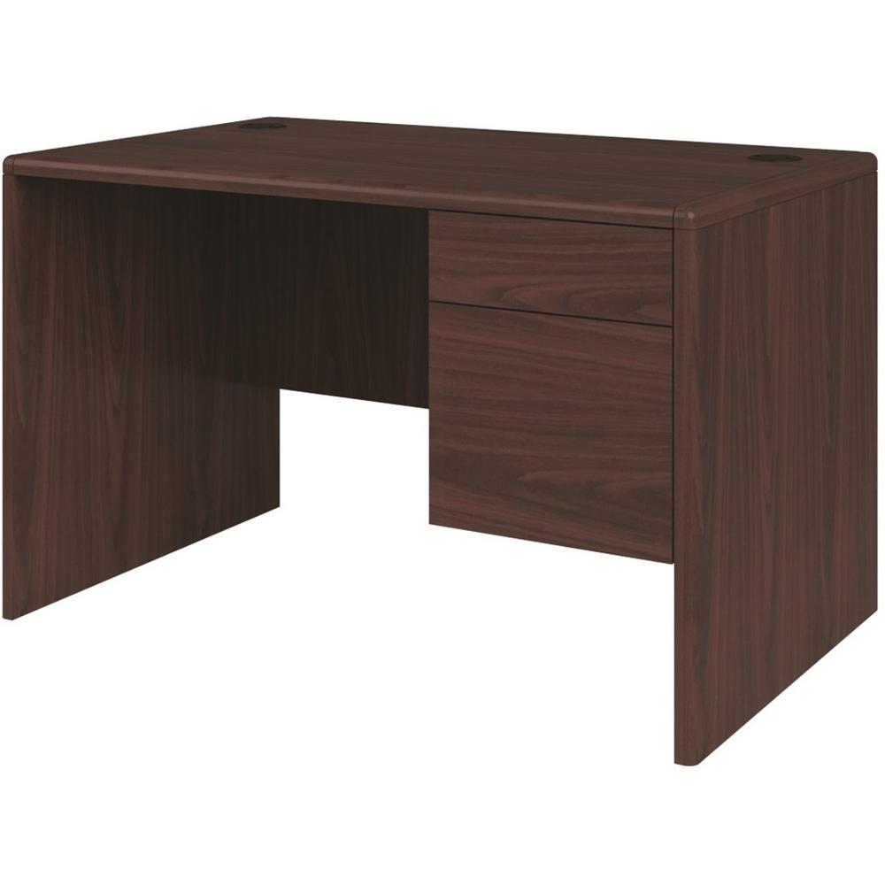HON 10700 H107885R Desk - 48" x 30"29.5" - 2 x Box, File Drawer(s)Right Side - Waterfall Edge - Finish: Mahogany. Picture 1
