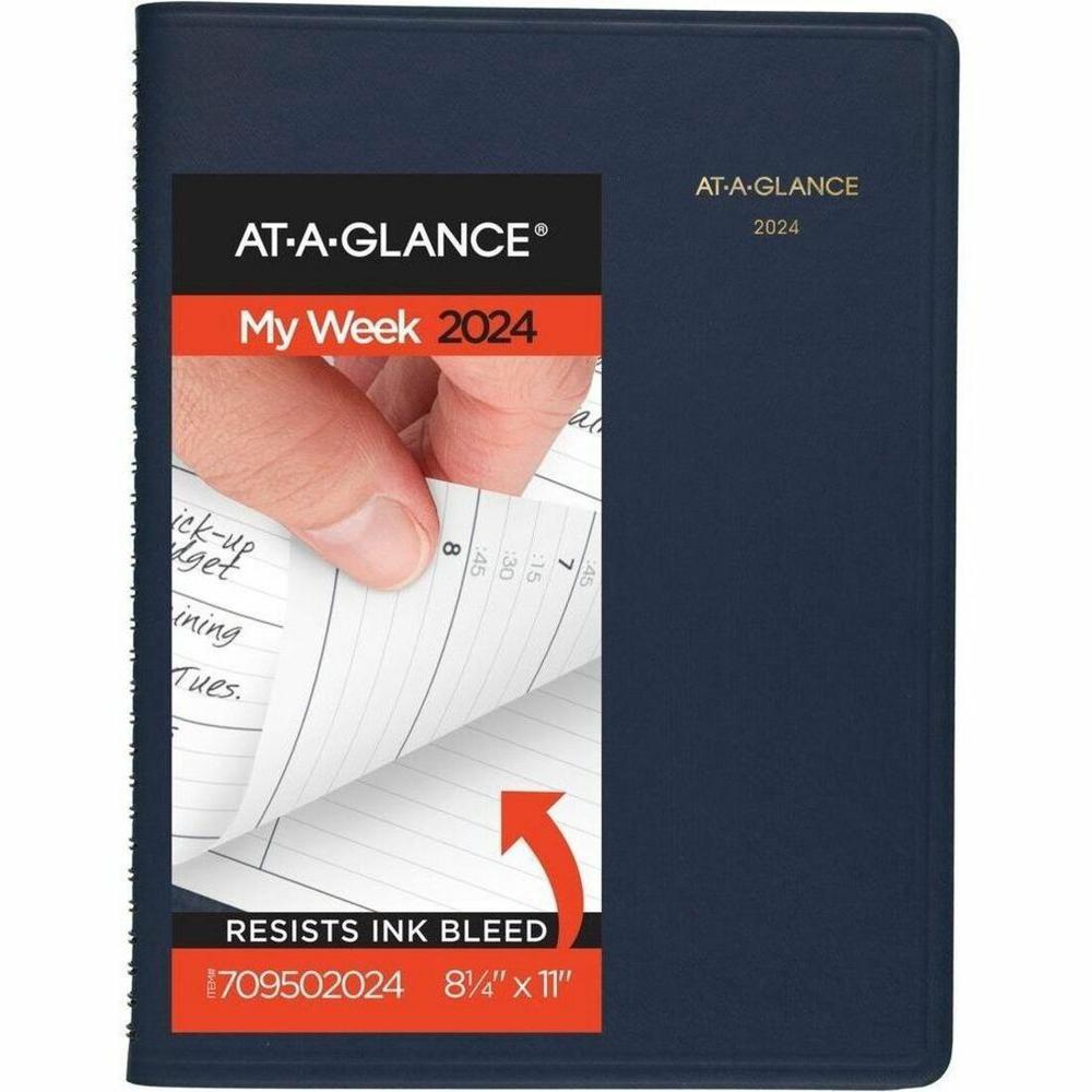 At-A-Glance Appointment Book Planner - Large Size - Julian Dates - Weekly - 13 Month - January 2024 - January 2025 - 7:00 AM to 8:45 PM - Quarter-hourly, 7:00 AM to 5:30 PM - Saturday - 1 Week Double . Picture 1