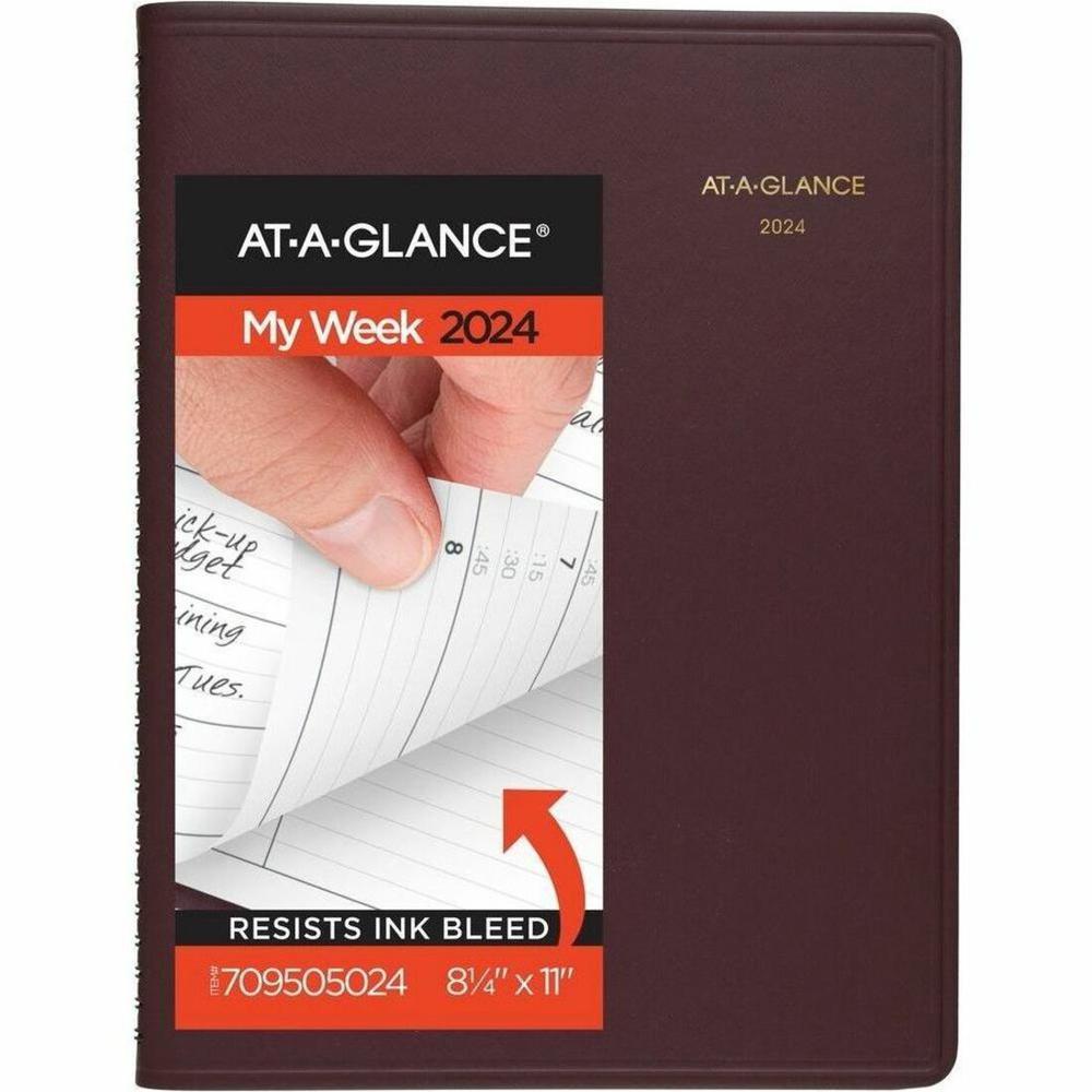 At-A-Glance Weekly Appointment Book - Julian Dates - Weekly - 13 Month - January 2024 - January 2025 - 7:00 AM to 8:45 PM - Quarter-hourly, 7:00 AM to 5:30 PM - Saturday - 1 Week Double Page Layout - . Picture 1