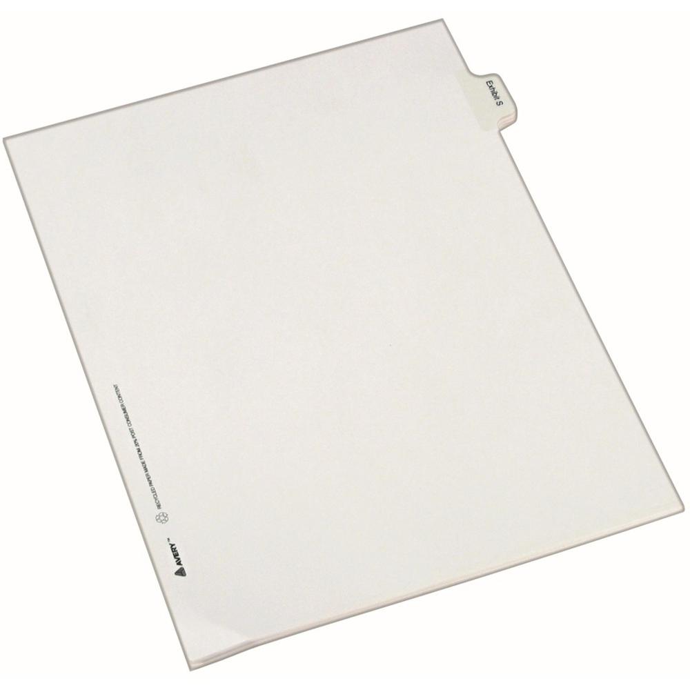 Avery&reg; Index Divider - 25 x Divider(s) - Side Tab(s) - Exhibit S - 1 Tab(s)/Set - 8.5" Divider Width x 11" Divider Length - Legal - 8.50" Width x 11" Length - White Paper Divider - 1. Picture 1