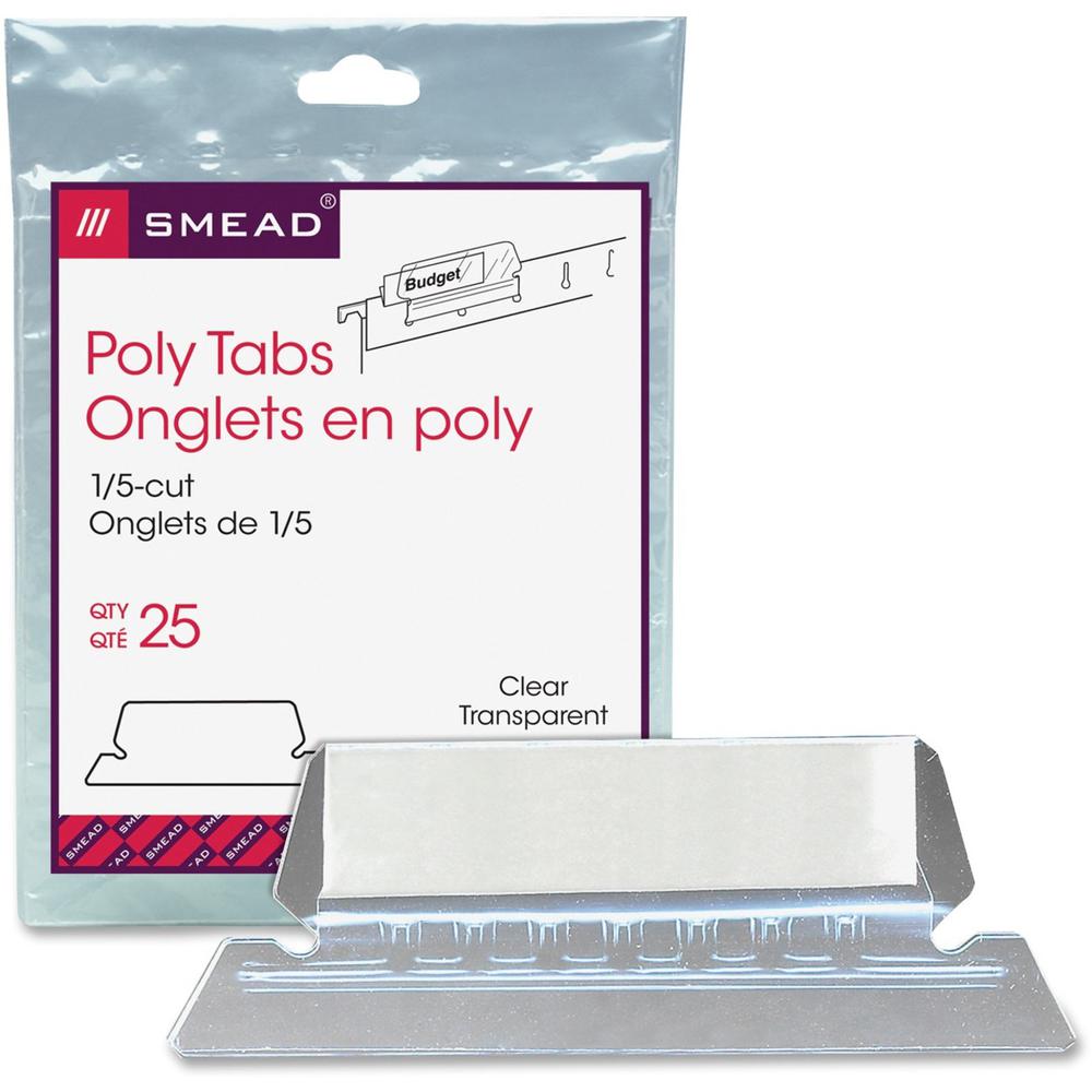 Smead Poly Tabs - 5 Tab(s)/Set x 2.25" Tab Width - Clear Vinyl Tab - 25 / Pack. The main picture.