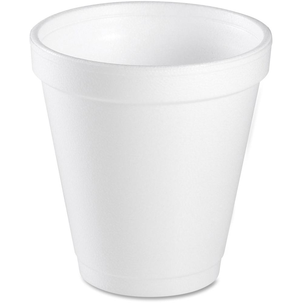 Dart Small Foam Cups - 10 fl oz - Round - 25 / Bag - White - Styrofoam - Coffee, Cappuccino, Hot Chocolate, Tea, Hot Cider, Juice, Smoothie, Soda, Soft Drink, Water. The main picture.