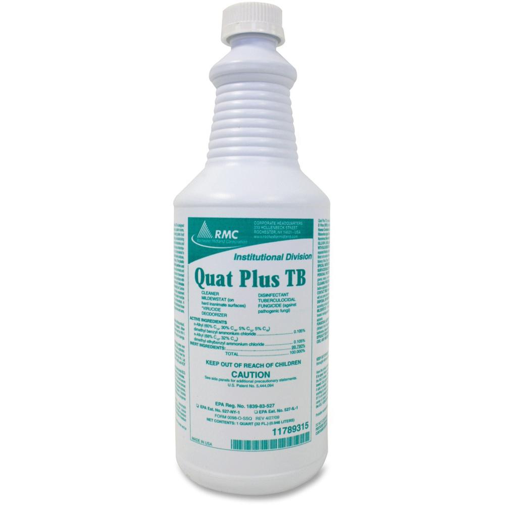 RMC Quat Plus TB Disinfectant - Ready-To-Use - 32 fl oz (1 quart) - Fresh Pine Scent - 1 / Each - Clear. Picture 1