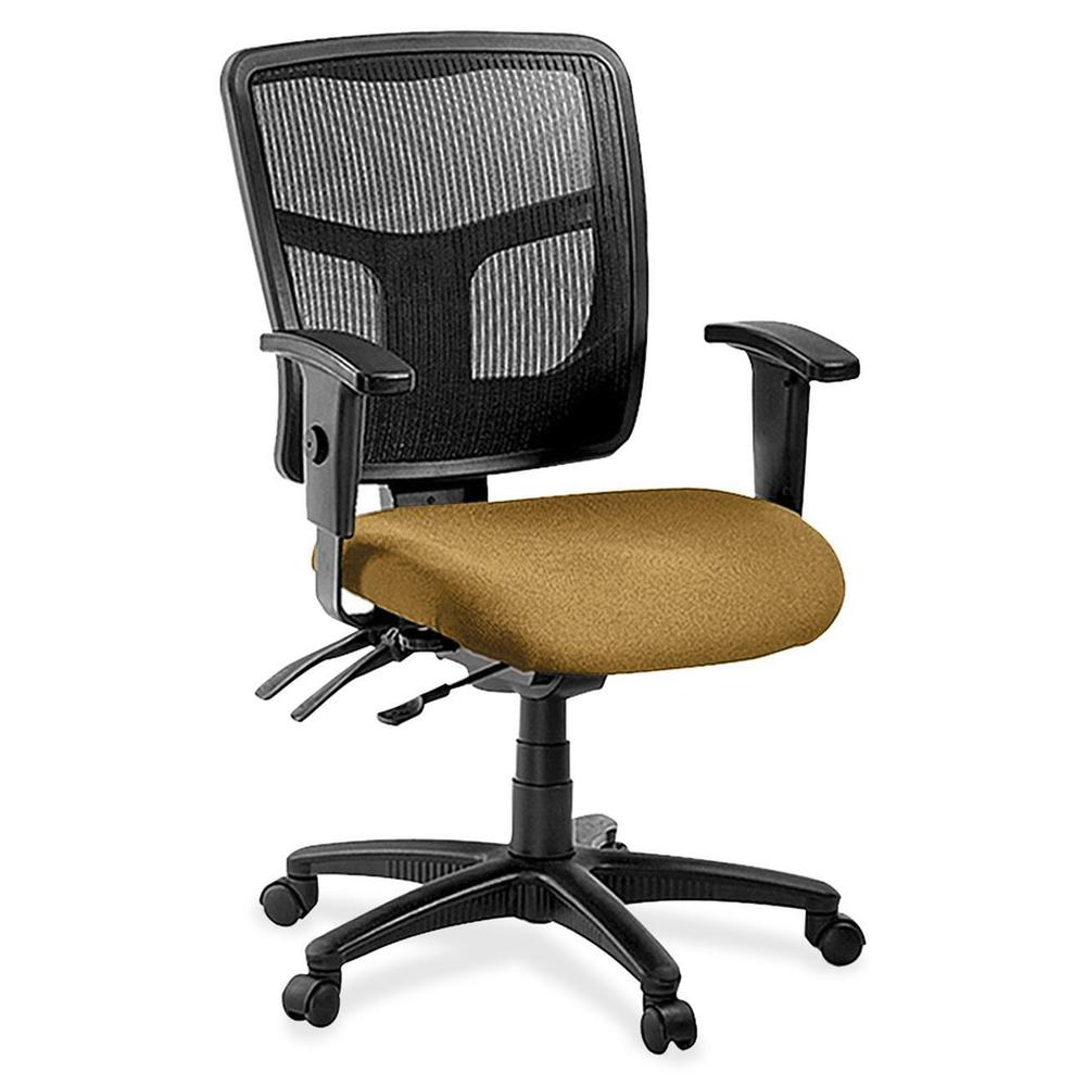 Lorell ErgoMesh Series Managerial Mid-Back Chair - Canyon Nugget Fabric Seat - Black Back - Black Frame - 5-star Base - Black - 1 Each. Picture 1