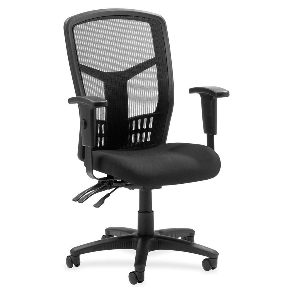 Lorell ErgoMesh Series Executive Mesh Back Chair - Expo Tuexdo Mesh Fabric Seat - Black Back - Black Frame - 5-star Base - Black - 1 Each. The main picture.