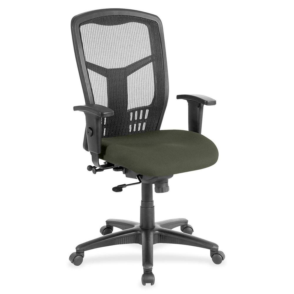 Lorell High-Back Executive Chair - Perfection Olive Green Fabric Seat - Steel Frame - 1 Each. The main picture.