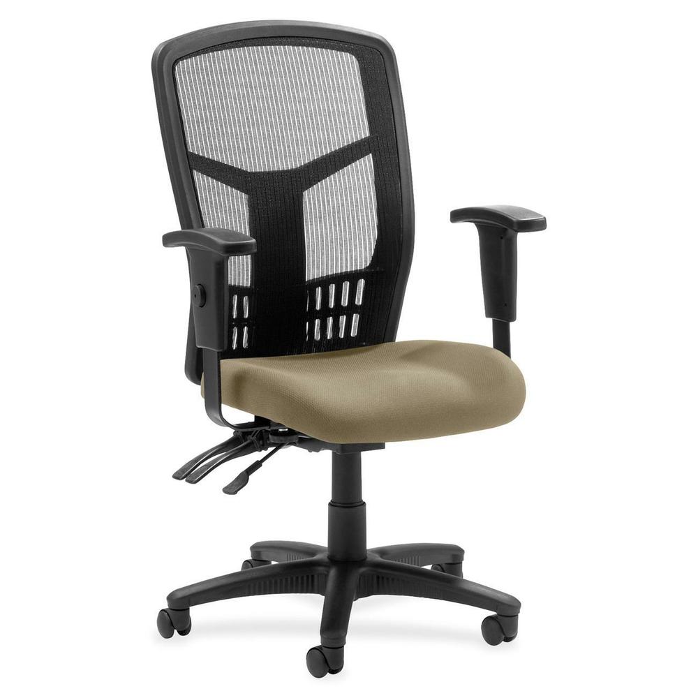 Lorell ErgoMesh Series Executive Mesh Back Chair - Expo Latte Mesh Fabric Seat - Black Back - Black Frame - 5-star Base - Black - 1 Each. Picture 1