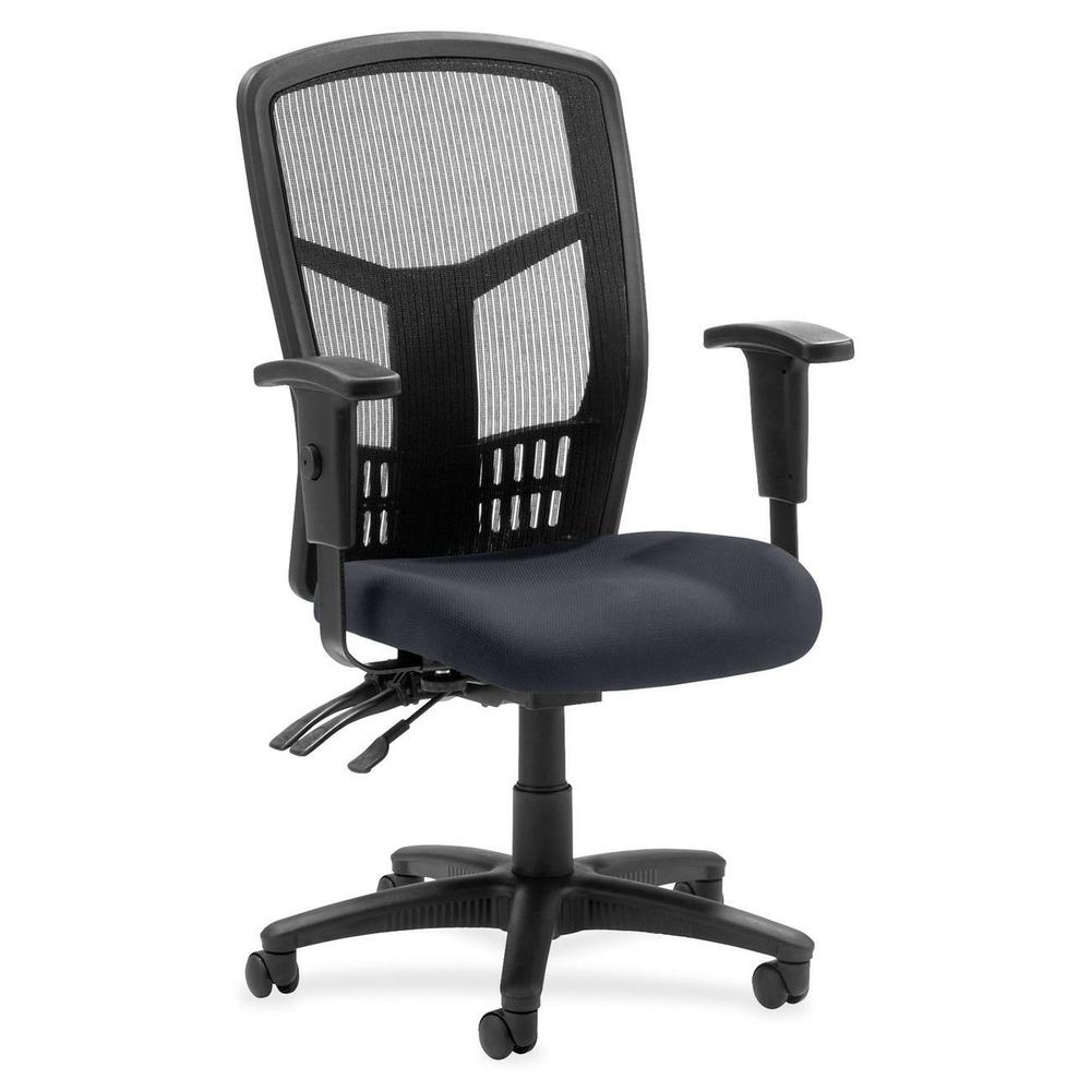 Lorell ErgoMesh Series Executive Mesh Back Chair - Fuse Azurean Mesh Fabric Seat - Black Back - Black Frame - 5-star Base - Black - 1 Each. Picture 1