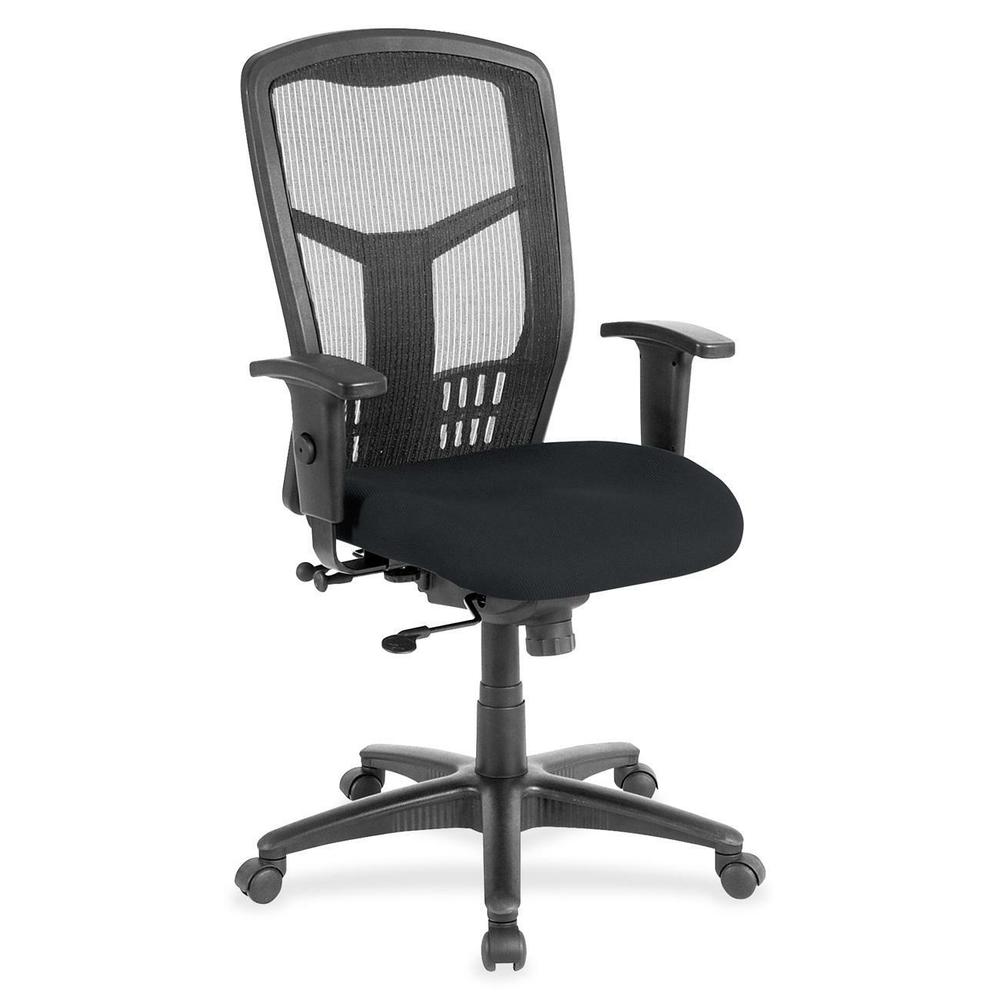 Lorell High-Back Executive Chair - Insight Ebony Fabric Seat - Steel Frame - 1 Each. Picture 1