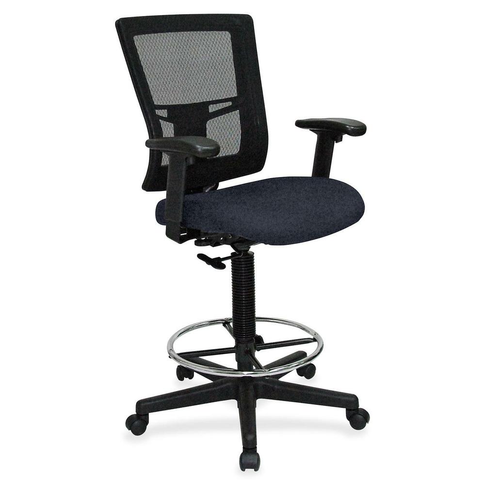Lorell Mesh Back Drafting Stool - Perfection Navy Seat - Black Frame - 1 Each. Picture 1