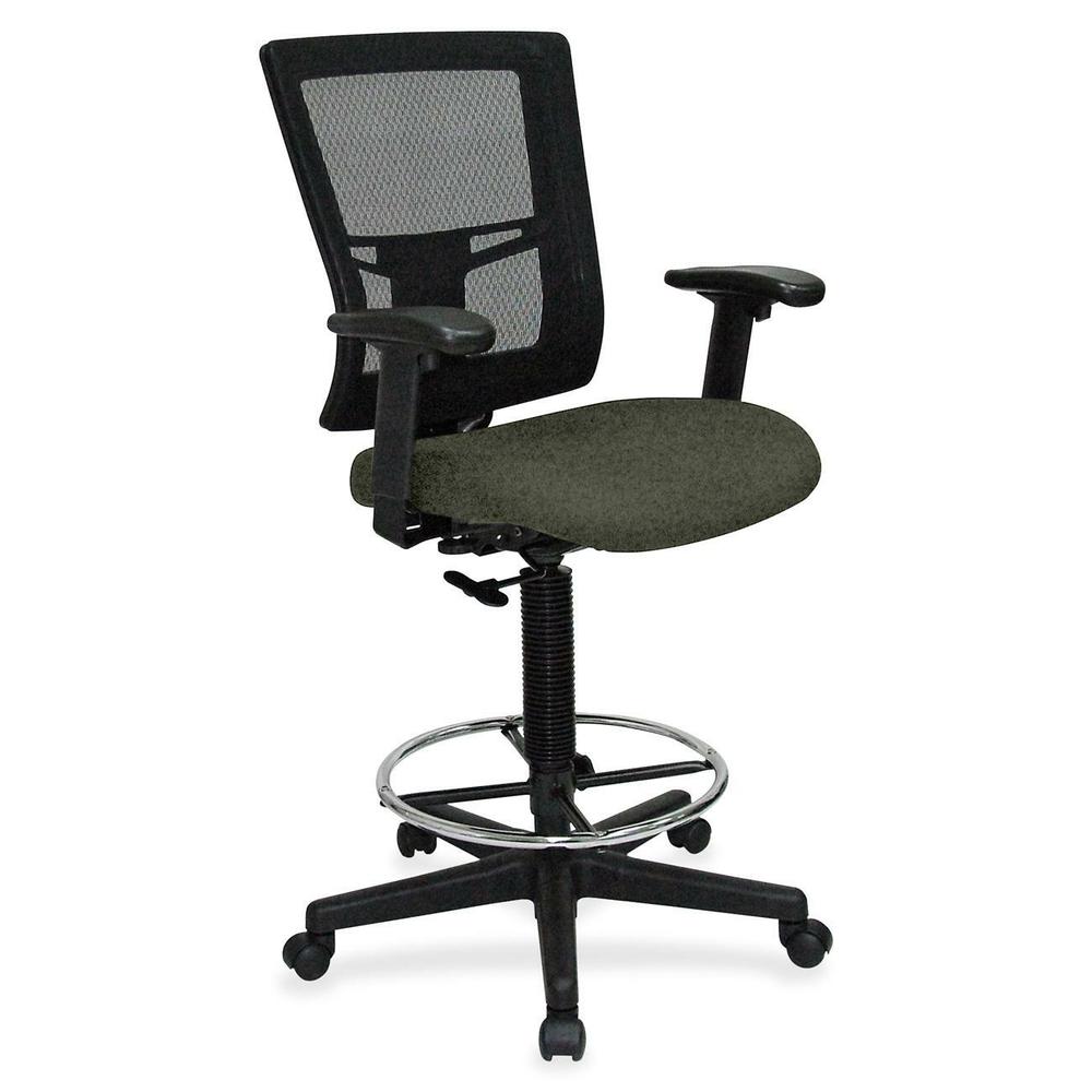 Lorell Mesh Back Drafting Stool - Perfection Olive Green Seat - Black Frame - 1 Each. Picture 1