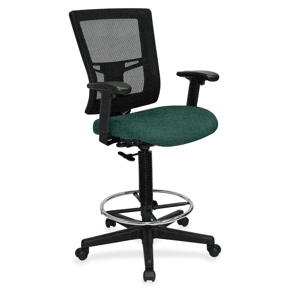 Lorell Mesh Back Drafting Stool - Forte Chive Seat - Black Frame - 1 Each. Picture 1