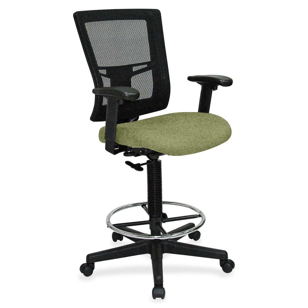 Lorell Mesh Back Drafting Stool - Fuse Cress Seat - Black Frame - 1 Each. Picture 1