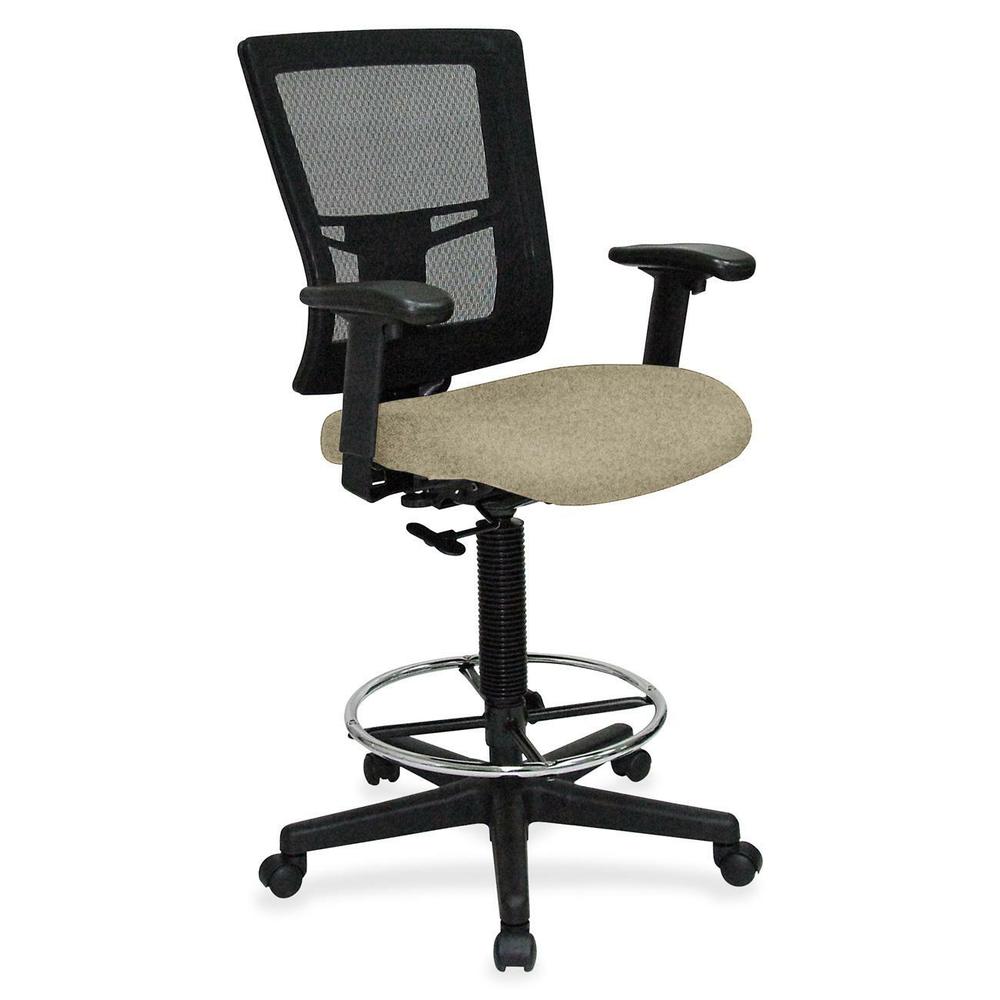 Lorell Mesh Back Drafting Stool - Forte Pumice Seat - Black Frame - 1 Each. Picture 1
