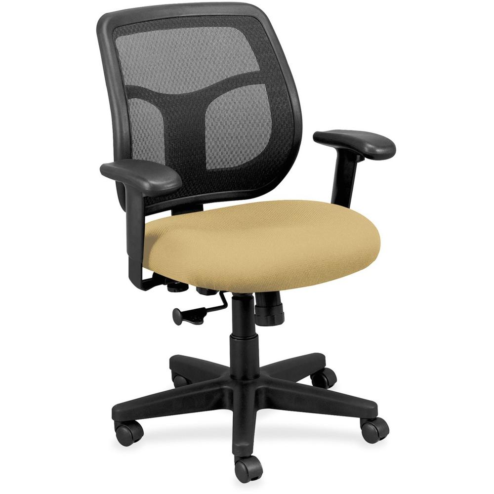 Eurotech Apollo Synchro Mid-Back Chair - Sand Fabric Seat - Black Fabric Back - Mid Back - 5-star Base - Armrest - 1 Each. Picture 1