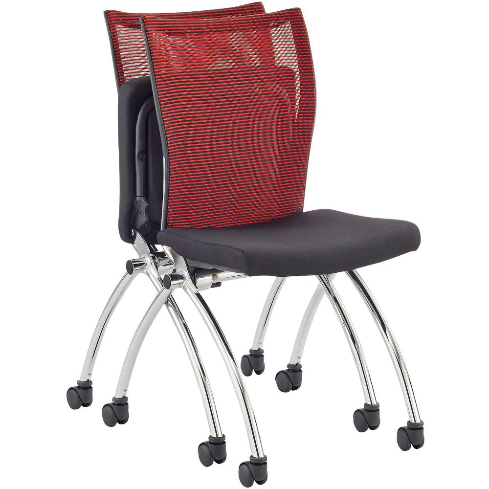 Safco Valore High Back Training Chair - Black Foam Seat - Red Back - Steel, Chrome Frame - High Back - Four-legged Base - 2 / Carton. Picture 1