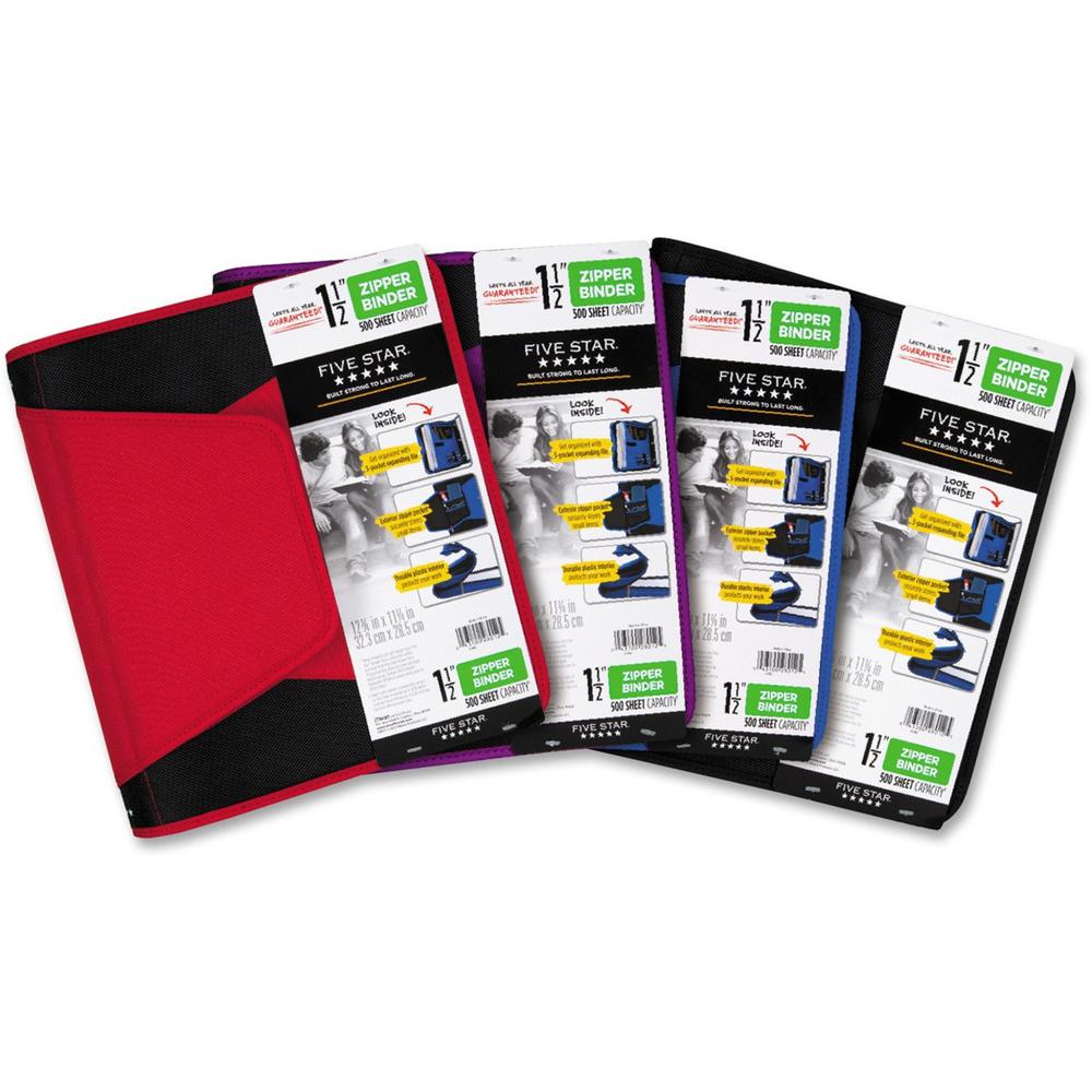 Mead Zipper Binder - 500 Sheet Capacity - 3 x Ring Fastener(s) - 3 Pocket(s) - Multi-colored - Zipper Closure, Wear Resistant, Tear Resistant, Durable, Expandable. Picture 1