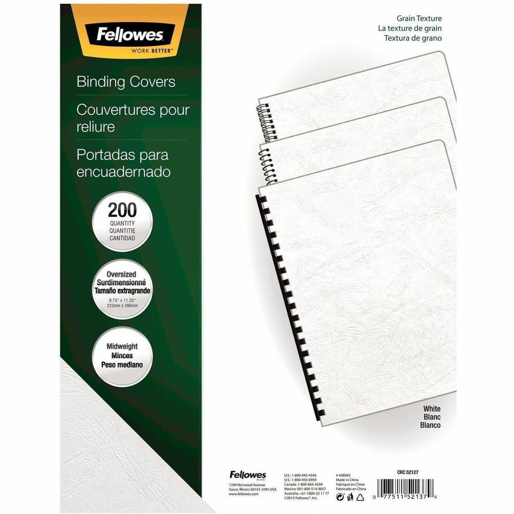 Fellowes Expressions Oversize Grain Presentation Covers - 11.3" Height x 8.8" Width x 0.1" Depth - For Letter 8 1/2" x 11" Sheet - Leather - 200 / Pack. Picture 1