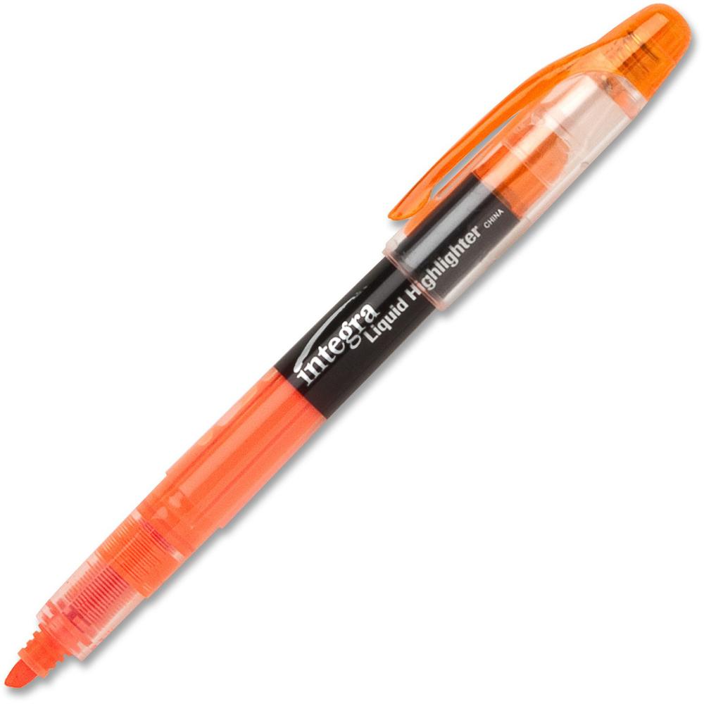 Integra Liquid Highlighters - Chisel Marker Point Style - Fluorescent Orange - 1 Dozen. Picture 1